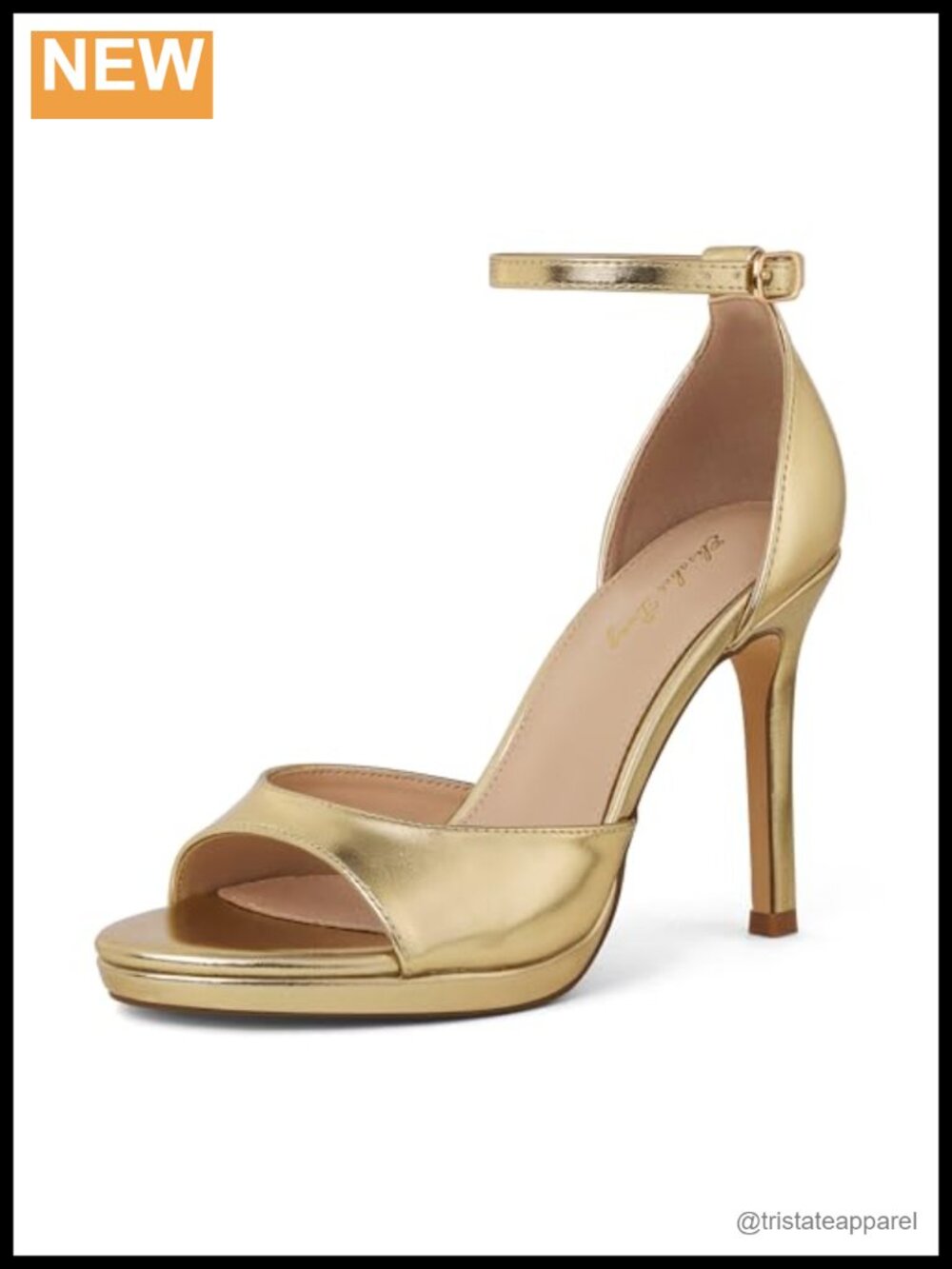 Faux Leather Platform Stiletto Heeled Sandals Ankle Strap Open Toe Wedding